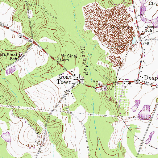 Topographic Map of Goat Town, GA