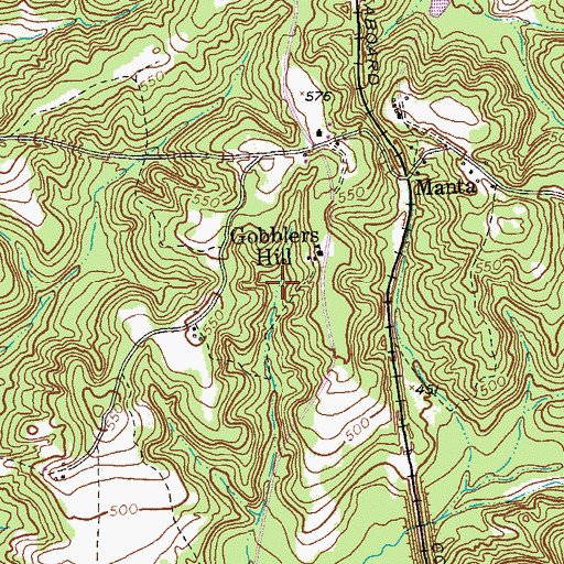 Topographic Map of Gobblers Hill, GA
