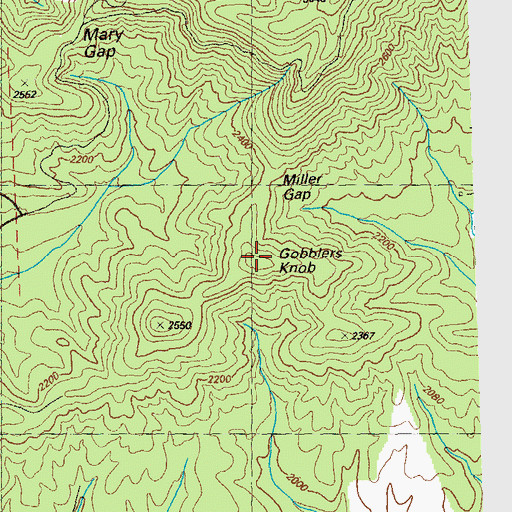 Topographic Map of Gobblers Knob, GA