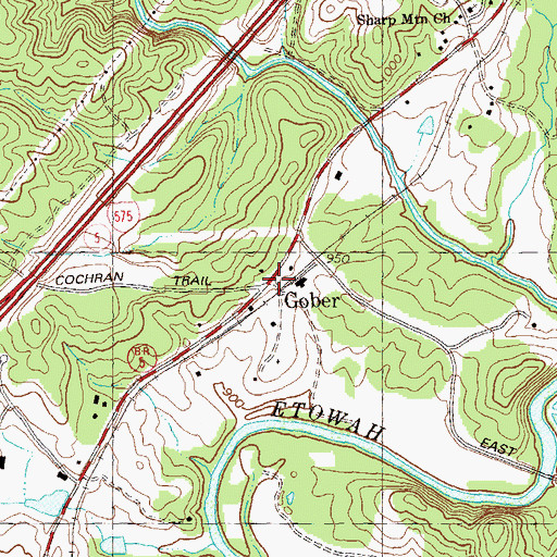 Topographic Map of Gober, GA