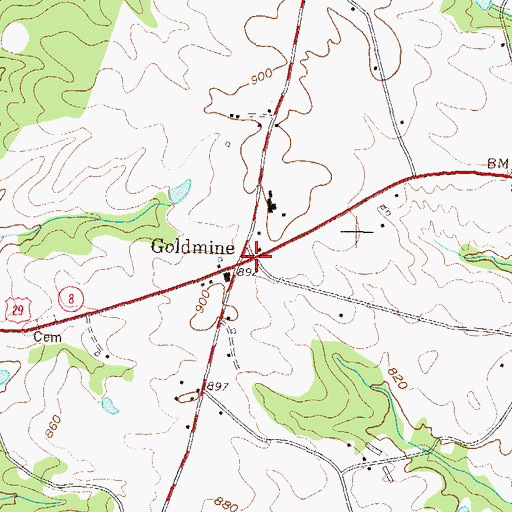 Topographic Map of Goldmine, GA