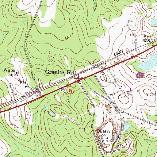 Topographic Map of Granite Hill, GA