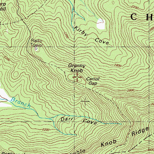 Topographic Map of Granny Knob, GA