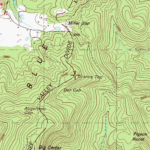 Topographic Map of Granny Top, GA