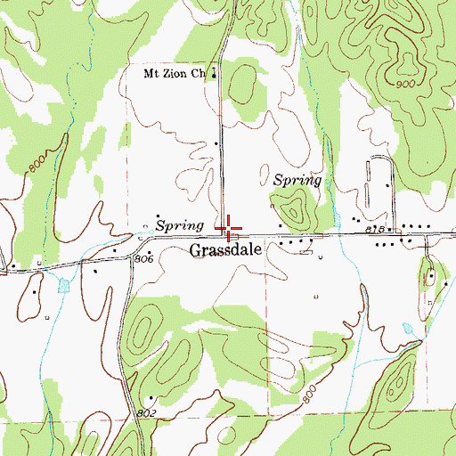 Topographic Map of Grassdale, GA
