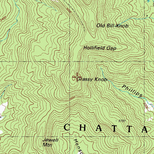 Topographic Map of Grassy Knob, GA