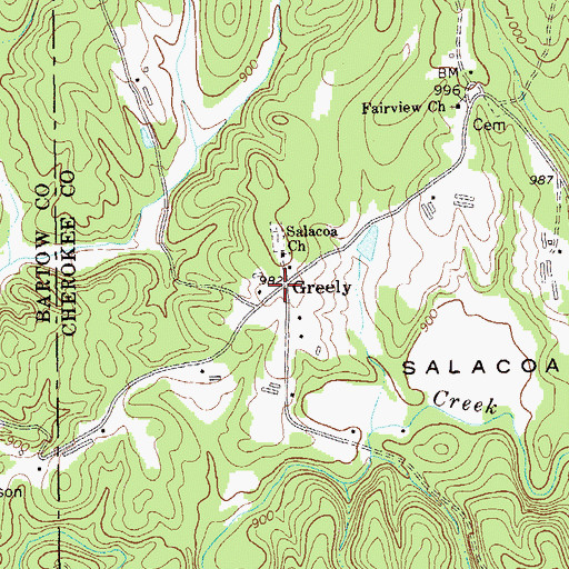 Topographic Map of Greely, GA