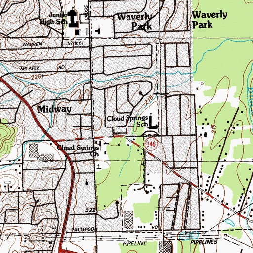 Topographic Map of Green Acres, GA