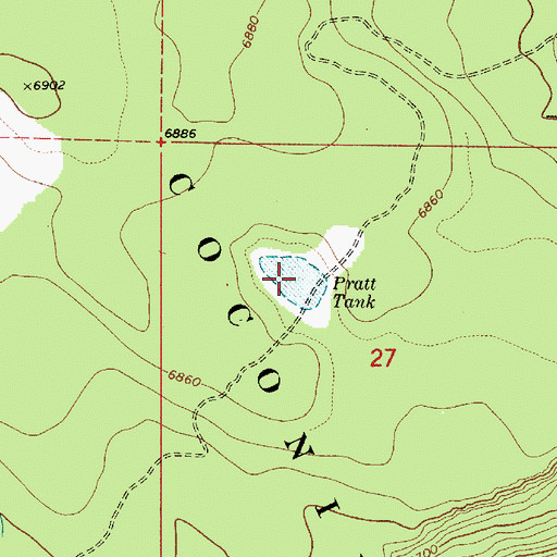 Topographic Map of Pratt Tank, AZ