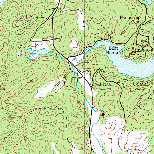 Topographic Map of Greens Mill, GA