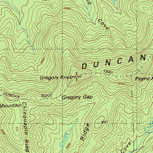 Topographic Map of Gregory Knob, GA