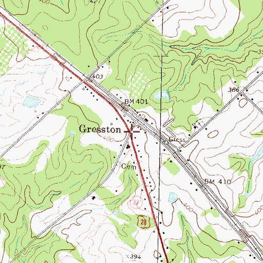 Topographic Map of Gresston, GA