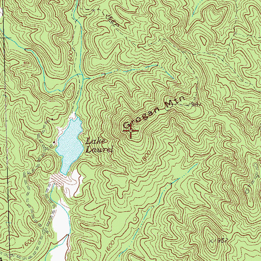 Topographic Map of Grogan Mountain, GA