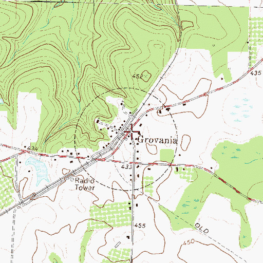 Topographic Map of Grovania, GA
