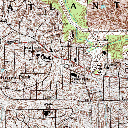 Topographic Map of Grove Park, GA