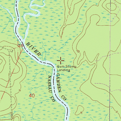 Topographic Map of Gum Stump Landing, GA
