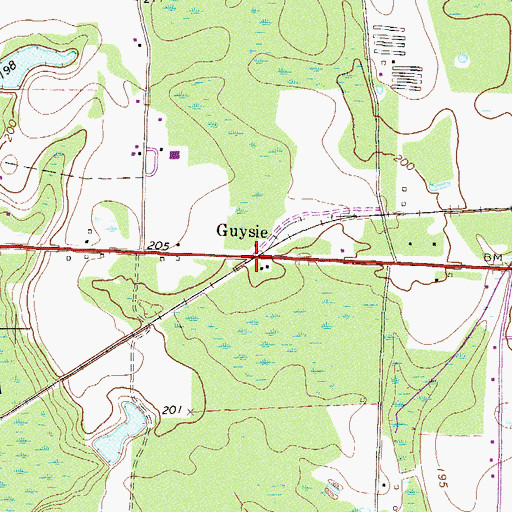 Topographic Map of Guysie, GA