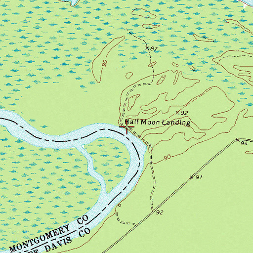 Topographic Map of Half Moon Landing, GA