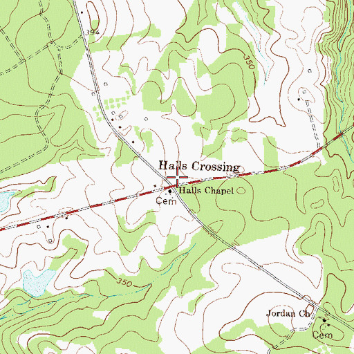 Topographic Map of Halls Crossing, GA