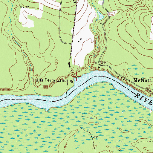 Topographic Map of Halls Ferry Landing, GA