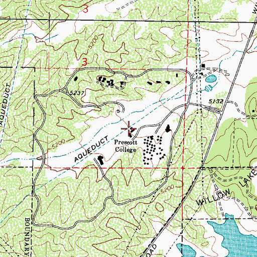 Topographic Map of Prescott College, AZ