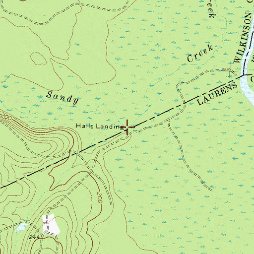 Topographic Map of Halls Landing, GA