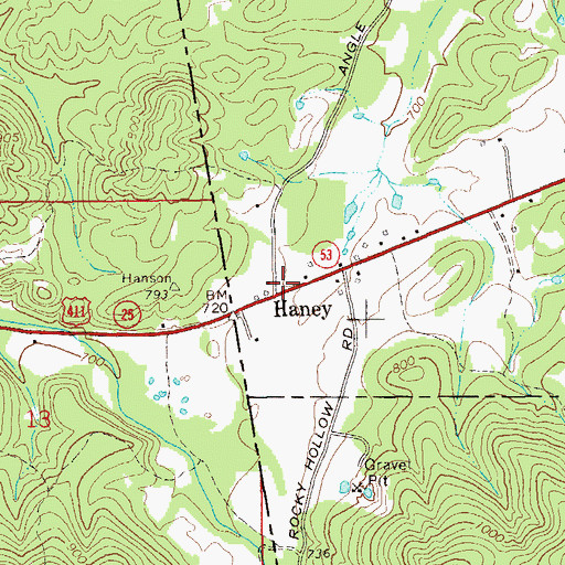 Topographic Map of Haney, GA