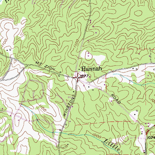 Topographic Map of Hannah, GA