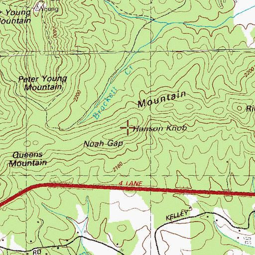 Topographic Map of Hanson Knob, GA