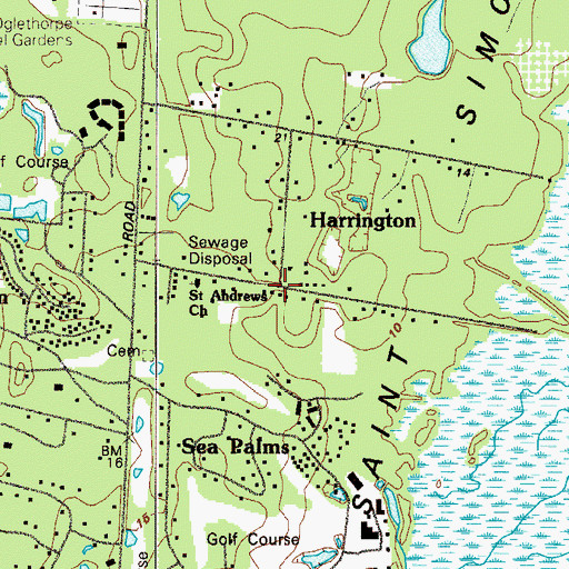 Topographic Map of Harrington, GA