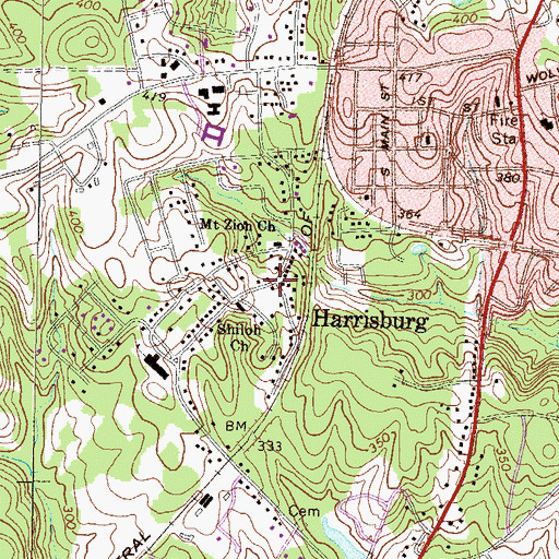 Topographic Map of Harrisburg, GA