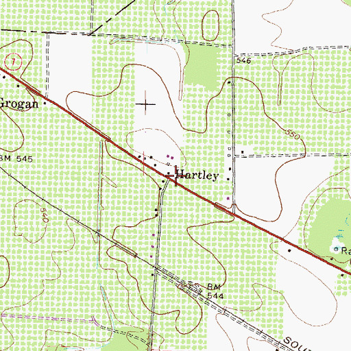 Topographic Map of Hartley, GA