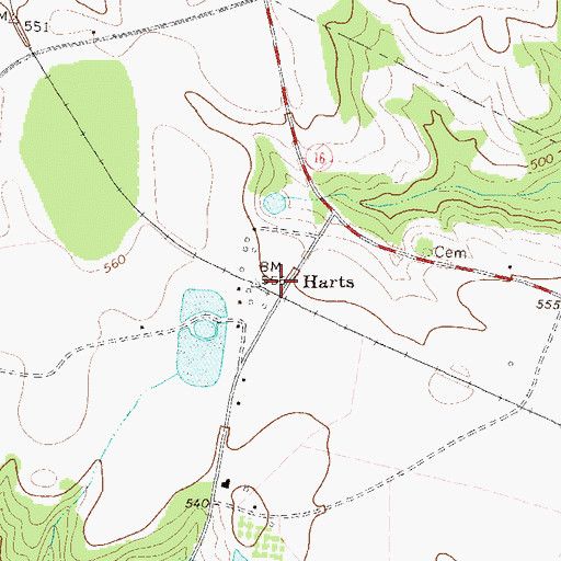 Topographic Map of Harts, GA