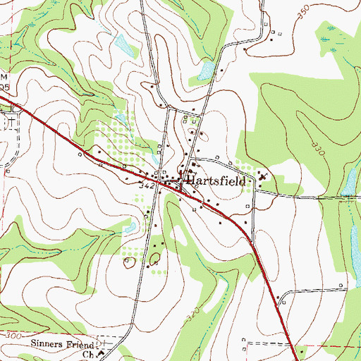Topographic Map of Hartsfield, GA