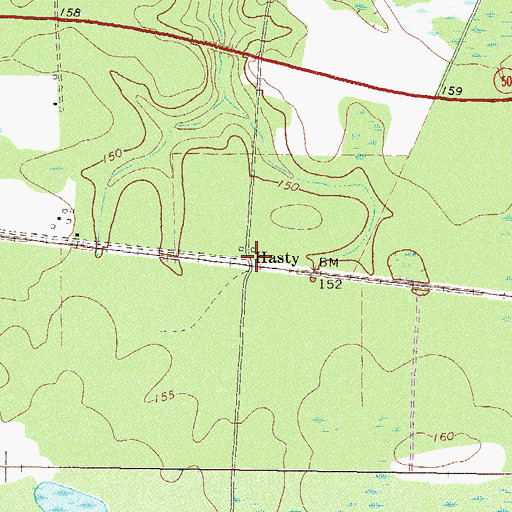 Topographic Map of Hasty, GA