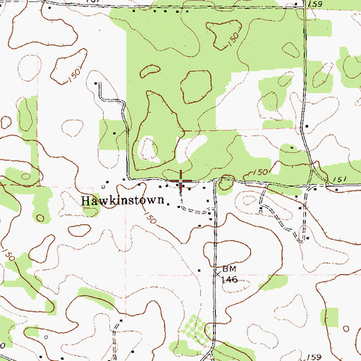Topographic Map of Hawkinstown, GA