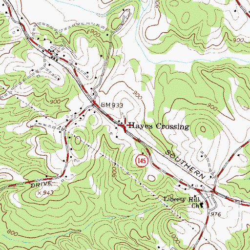 Topographic Map of Hayes Crossing, GA
