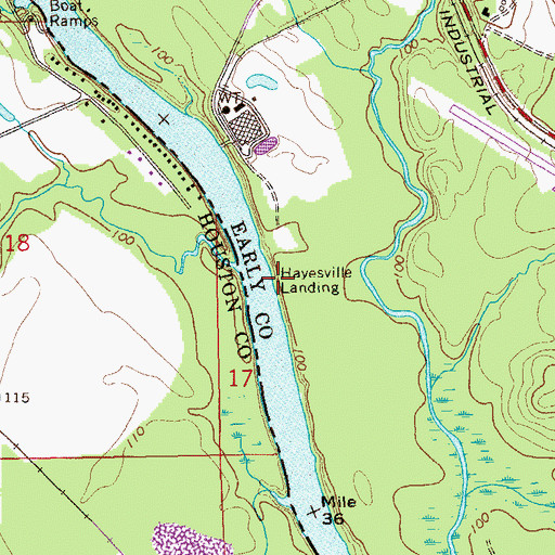 Topographic Map of Hayesville Landing, GA