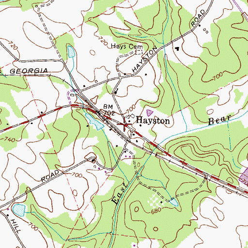 Topographic Map of Hayston, GA