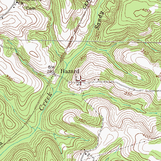 Topographic Map of Hazard, GA