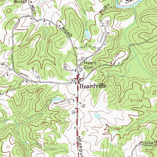 Topographic Map of Heardville, GA