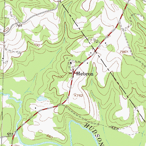 Topographic Map of Hebron, GA