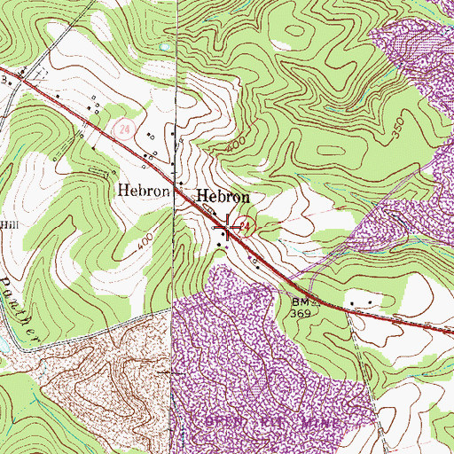 Topographic Map of Hebron, GA
