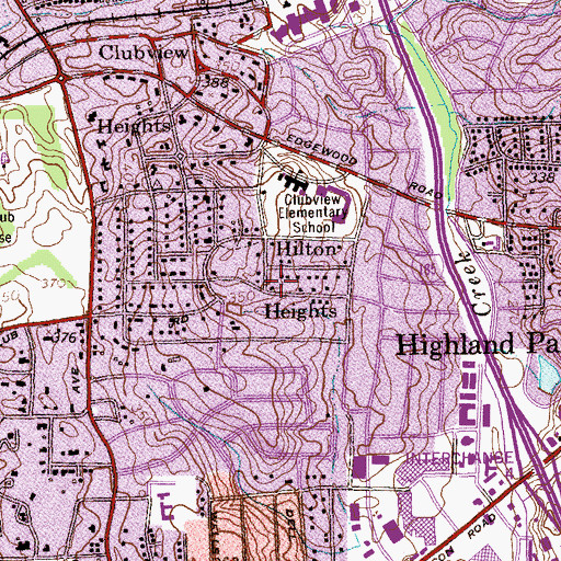 Topographic Map of Hilton Heights, GA
