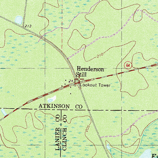 Topographic Map of Henderson Still, GA
