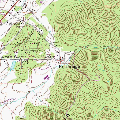 Topographic Map of Hermitage, GA