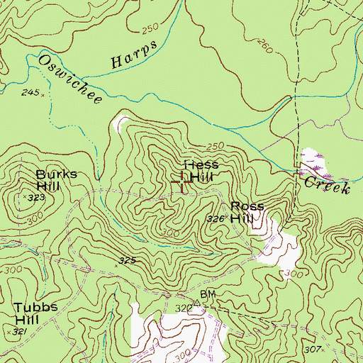 Topographic Map of Hess Hill, GA