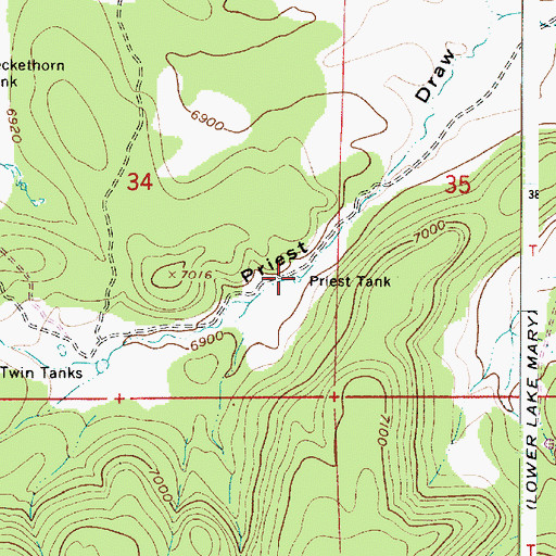 Topographic Map of Priest Tank, AZ