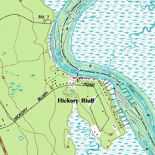 Topographic Map of Hickory Bluff, GA