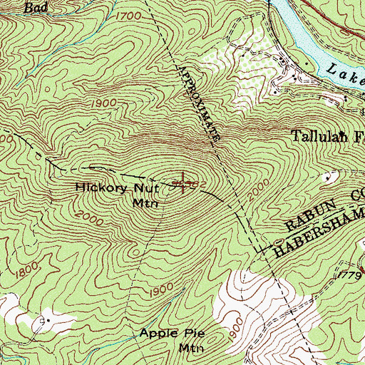 Topographic Map of Hickory Nut Mountain, GA